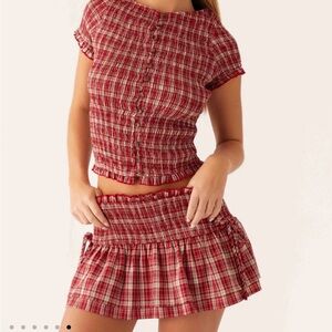 Peppermayo Red Plaid Skirt